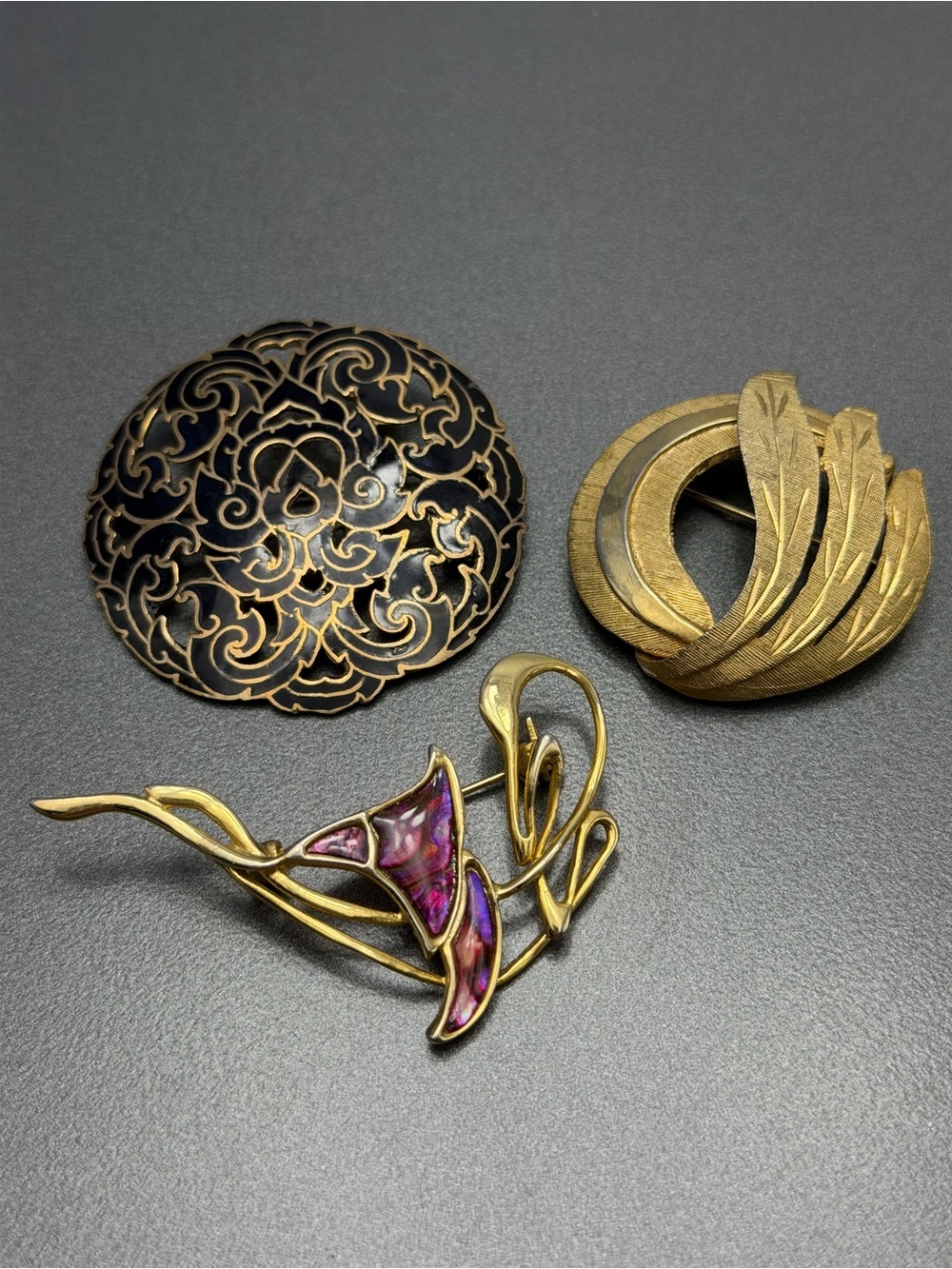 Three Vintage Signed Brooches